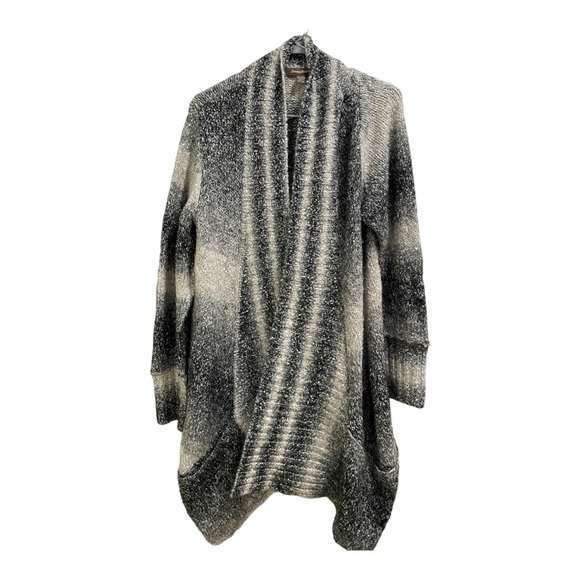 TOMMY BAHAMA Womens Cardigan Long-Sleeve Sweater Pockets, size XL Gray & White - Picture 2 of 7